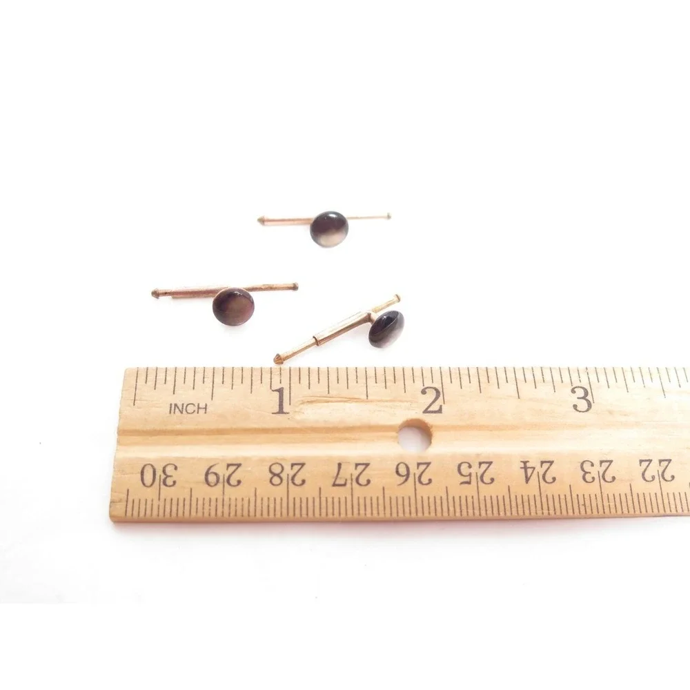 VINTAGE MEN'S FORMAL JEWELRY MOTHER OF PEARL &‎ GOLD SHIRT STUDS*WEDDING PROM